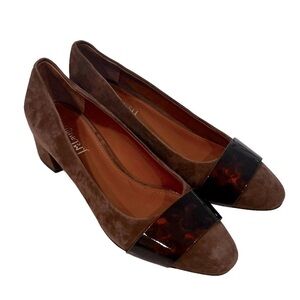 J. McLaughlin Ciara Brown Suede Tortoiseshell Block Heel Pumps Size 6